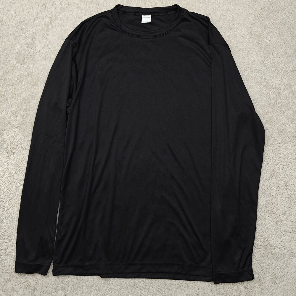 Sport-Tek Long Sleeve Performance Tee Mens M Black Athletic Base Layer Polyester - Picture 1 of 5